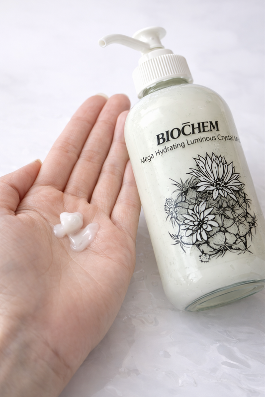 Esencia facial de Leche Cristalina Luminosa Megahidratante.